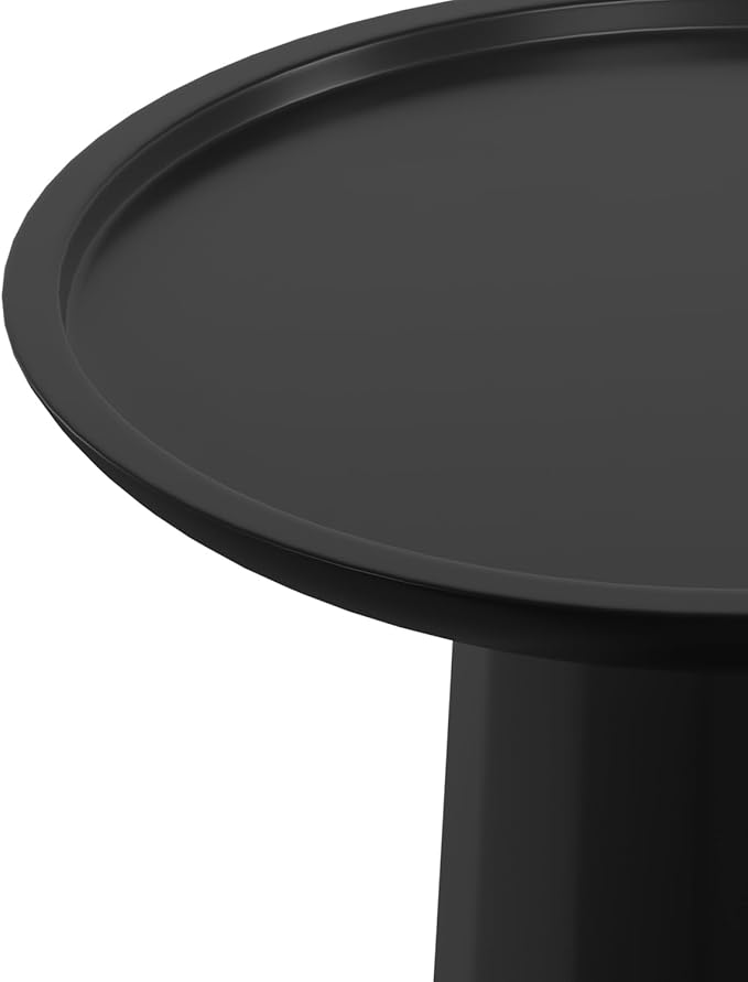SIMPLIHOME Dayton Solid Mango Wood 13 Inch Wide Round Contemporary Wooden Accent Table in Black, Fully Assembled, for The Living Room and Bedroom