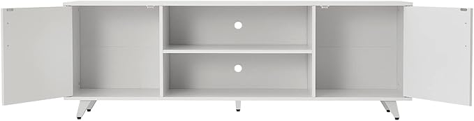 Panana Mid Century TV Stand Entertainment Center with 2 Doors, Wooden Medial Console Table for Living Room Furniture, 53.5" x 15" x 21.7" (White)