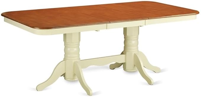 East West Furniture NADO5-WHI-W 5 Piece Kitchen Table Set for 4 Includes a Rectangle Dining Room Table with Butterfly Leaf and 4 Dining Chairs, 40x78 Inch, Buttermilk & Cherry