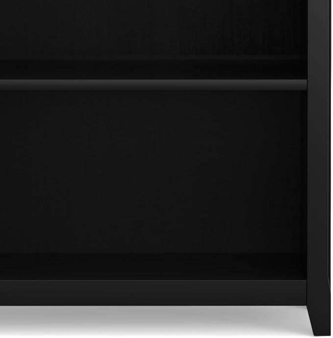 SIMPLIHOME Amherst Bookcase - 70 inch Tall 5-Shelf Solid Wood Bookshelf in Black, Transitional Storage for Living Room, Study Room or Office with Adjustable Shelves and Tapered Legs