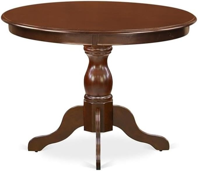 East West Furniture HLDL3-MAH-W 3 Piece Kitchen Table Set for Small Spaces Contains a Round Dining Room Table with Pedestal and 2 Solid Wood Seat Chairs, 42x42 Inch, Mahogany