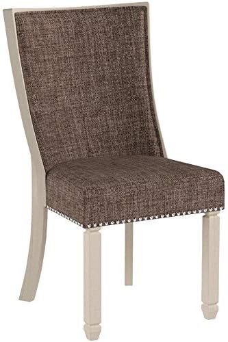 Signature Design by Ashley Bolanburg Modern Farmhouse Upholstered Dining Chair, 2 Count, Brown