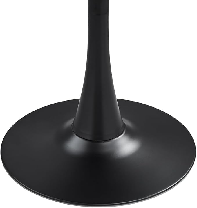 27.3" Tulip Dining Table, Black, Perfect for 2-4 People, Mid-Century Modern Style, Round MDF Top with Sturdy Base for Dining Room, Living Room, Cafe