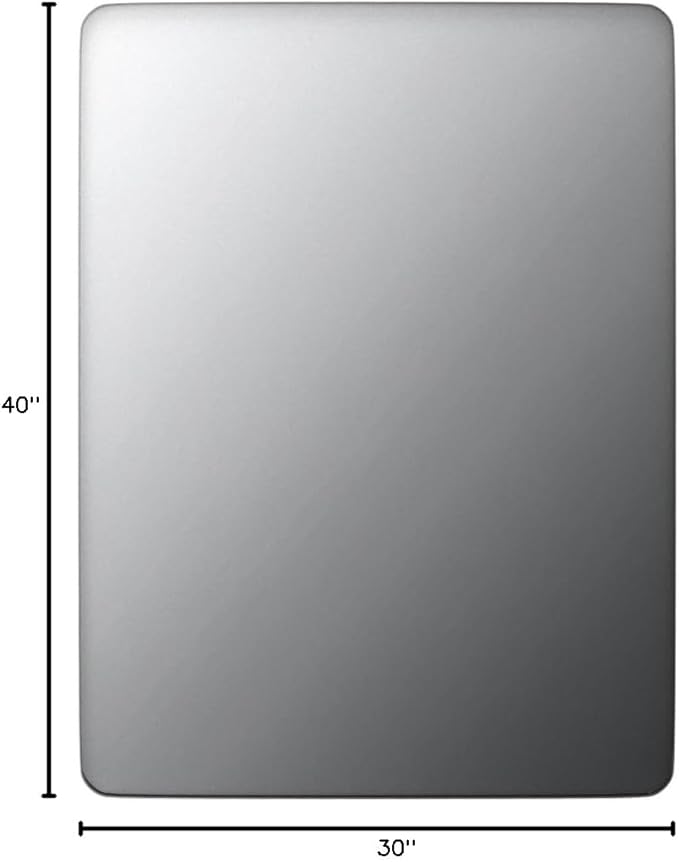 ANDY STAR 30”x40”Brushed Nickel Mirror for Bathroom, Rounded Rectangle Bathroom Mirror, Modern Metal Mirror in Premium Stainless Steel Frame, 1”Deep Set Design Hangs Horizontal Or Vertical