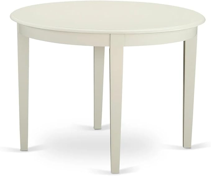 East West Furniture BOVA3-LWH-W 3 Piece Modern Dining Table Set Contains a Round Kitchen Table and 2 Kitchen Dining Chairs, 42x42 Inch, Linen White