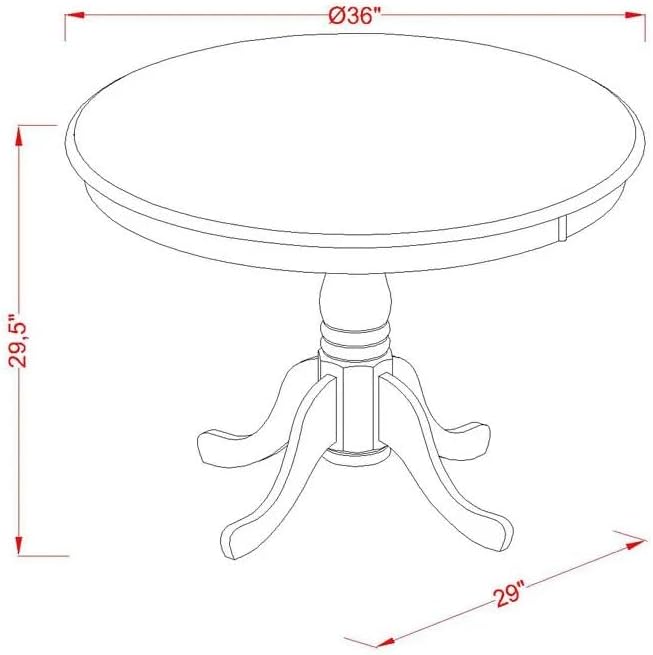 East West Furniture AMSI3-ABK-48 3 Piece Modern Dining Table Set Contains a Round Kitchen Table with Pedestal and 2 Coffee Linen Fabric Parsons Dining Chairs, 36x36 Inch, Wirebrushed Black