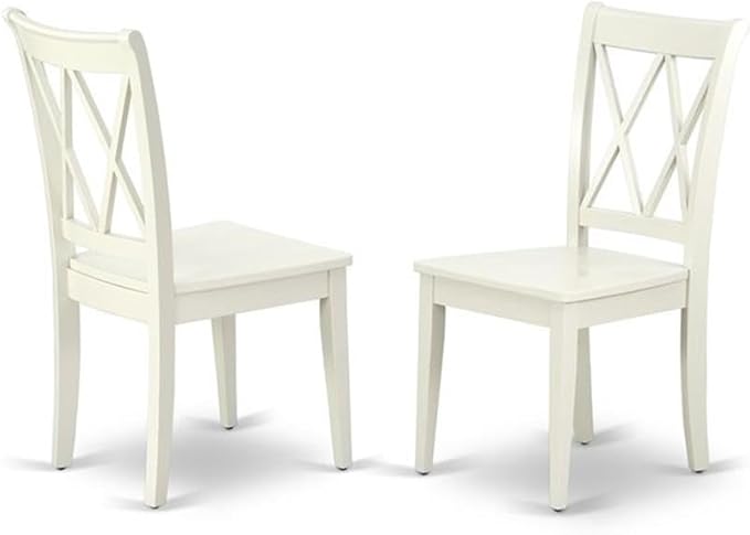 East West Furniture DOCL7-LWH-W 7 Piece Modern Dining Table Set Consist of a Rectangle Wooden Table with Butterfly Leaf and 6 Kitchen Dining Chairs, 42x78 Inch, Linen White
