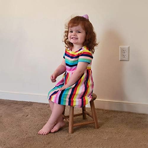 CONSDAN 9-Inch Round Step Stool for Adults & Kids, USA Grown Solid Oak Hardwood, Sturdy Small Foot Stool for Kitchen, Bedroom, Bathroom, Shoe Changing, Plant Stand, Fully Assembled (Natural)