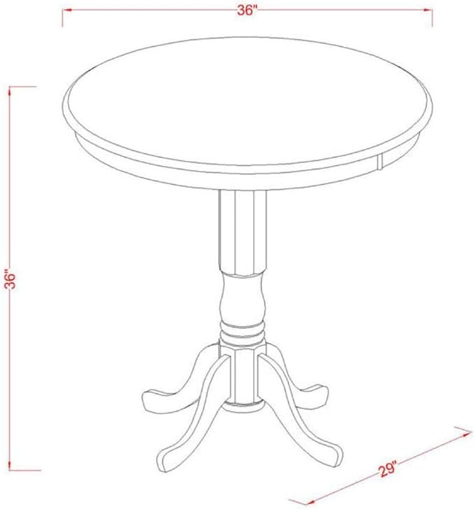 East West Furniture JAKE5-WHI-W 5 Piece Kitchen Counter Height Dining Table Set Includes a Round Wooden Table with Pedestal and 4 Dining Chairs, 36x36 Inch, Buttermilk & Cherry