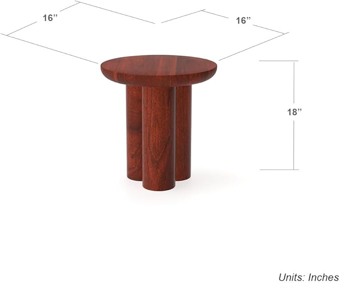 Relso Gaia Round End Table for Living Room and Farmhouse | Solid Mango Wood for Rustic Elegance | Ideal for Side Tables, Nightstands & More | Wood Side Table Round for Bedroom (Walnut)