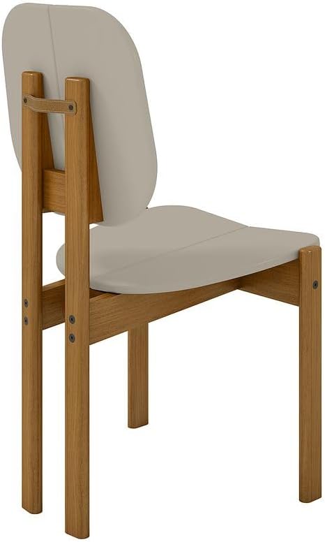 Manhattan Comfort Mid-Century Modern Gales Dining Chair with Solid Wood Legs in Greige - Set of 4