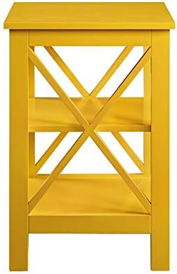 Convenience Concepts Oxford End Table 15.75" - Modern Living Room Table with Storage Shelves, Transitional Nightstand Side Table for Home Decor and Display, Yellow