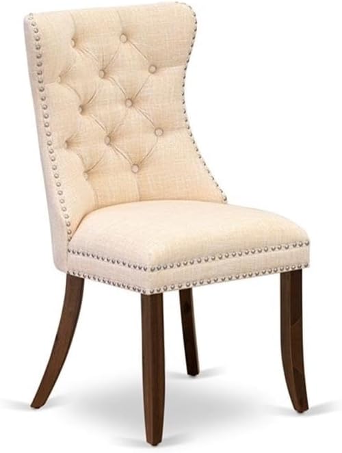 East West Furniture ANDA5-AWA-32 5 Piece Dining Room Furniture Set Includes a Round Kitchen Table with Pedestal and 4 Polyester Fabric Padded Chairs, 36x36 Inch, Antique Walnut
