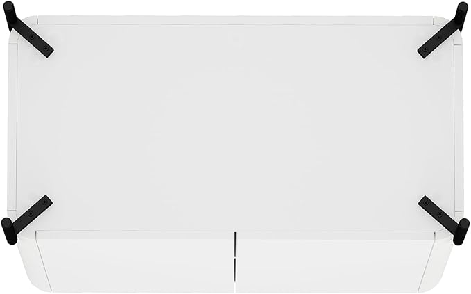 Manhattan Comfort Abbey Accent Cabinet with Doors, Tray Top Design and Adjustable Shelves, Sleek Modern Storage Furniture for Dining Area, Living Room, Bedroom, Entryway, White