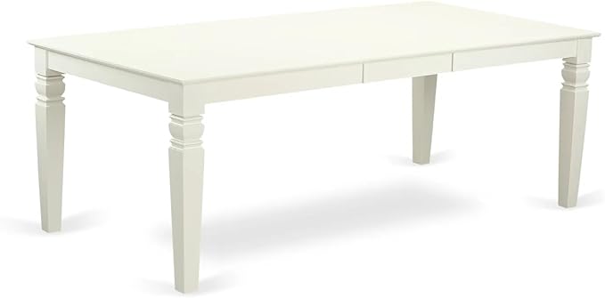 East West Furniture LGDA9-LWH-29 9 Piece Dining Table Set Includes a Rectangle Wooden Table with Butterfly Leaf and 8 Polyester Fabric Upholstered Chairs, 42x84 Inch, linen white