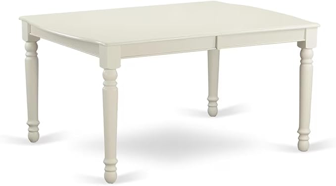 East West Furniture DONO5-LWH-W 5 Piece Dining Set Includes a Rectangle Dining Room Table with Butterfly Leaf and 4 Wood Seat Chairs, 42x78 Inch, Linen White