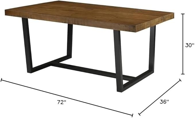 Walker Edison Durango Distressed Solid Wood Dining Table, 72 Inch, Rustic Oak