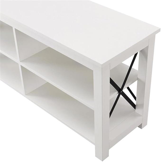 Henn&Hart Rectangular TV Stand for TV's up to 55" in White, TV Stands for the Living Room