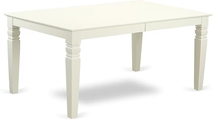 East West Furniture LGAB5-LWH-64 5 Piece Dining Table Set Includes a Rectangle Dining Room Table with Butterfly Leaf and 4 White Faux Leather Parsons Chairs, 42x84 Inch, Linen White