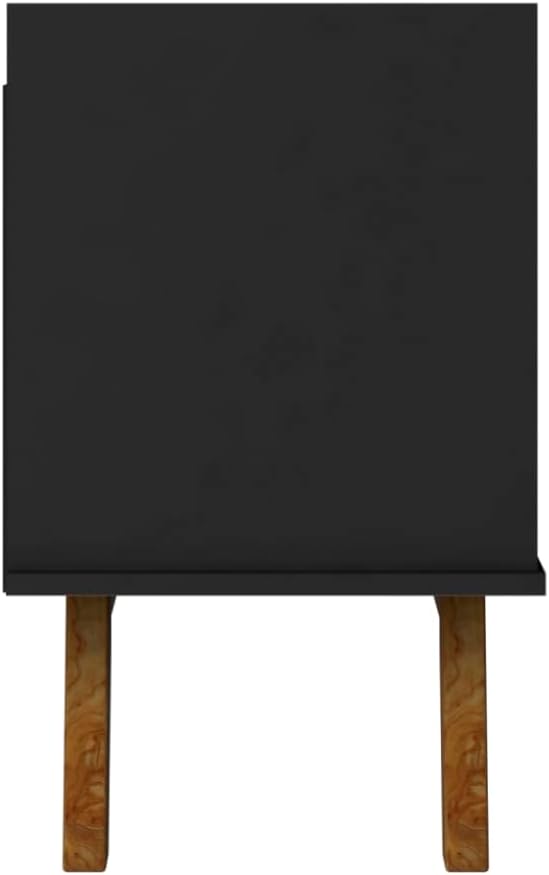 Manhattan Comfort Marcus Mid Century Modern 65 Inch TV Stand with Solid Wood Legs, Cable Management, 5 Shelves and Soft Close Doors, Entertainment Center and Media Console for Living Room, Black