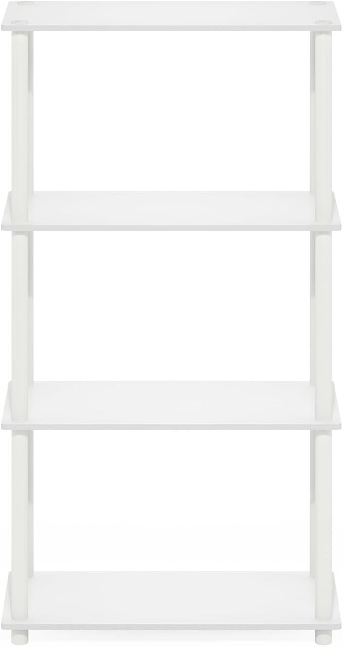 Furinno Turn-N-Tube 4-Tier Multipurpose Shelf Display Rack, White/White