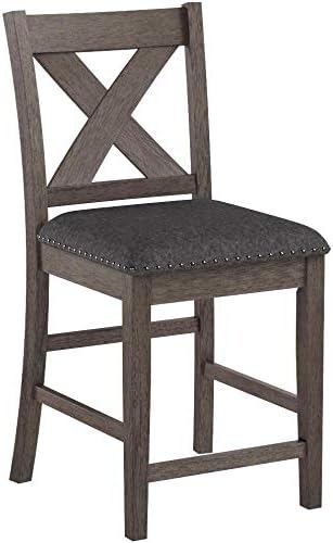Signature Design by Ashley Caitbrook Rustic 24.63" Counter Height Upholstered Barstool, Set of 2, Gray