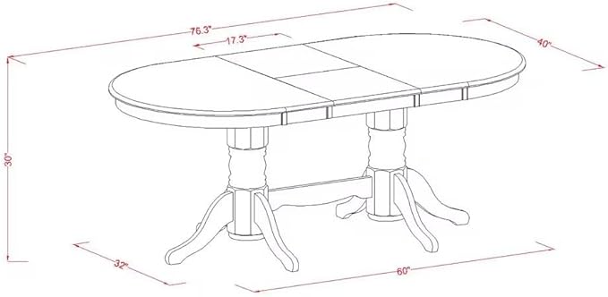 East West Furniture VAAB7-LWH-64 7 Piece Dinette Set Consist of an Oval Dining Room Table with Butterfly Leaf and 6 White Faux Leather Upholstered Chairs, 40x76 Inch, Linen White