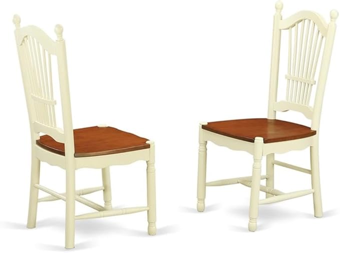 East West Furniture QUDO9-WHI-W 9 Piece Kitchen Table Set Includes a Rectangle Dining Table with Butterfly Leaf and 8 Dining Room Chairs, 40x78 Inch, Buttermilk & Cherry