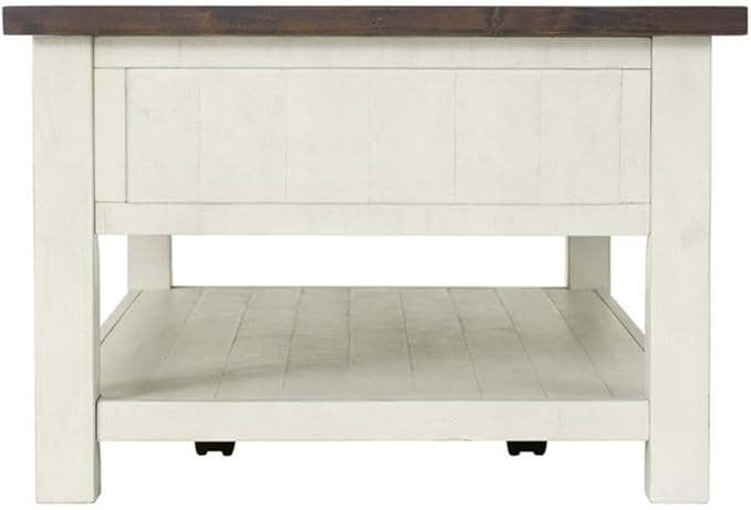 Martin Svensson Home Solid Wood Coffee Table, Cream White with Brown Top