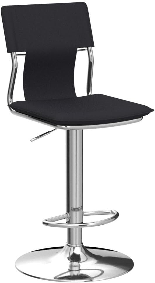Sidanli Swivel Barstools Set of 2, Adjustable Barstools Set of 2，Faux Leather Bar Chairs for Kitchen Island, Hydraulic Counter Height Bar Stools with Backrest, Black