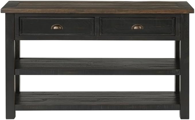 Martin Svensson Home Solid Wood Sofa Console Table, Black with Brown Top