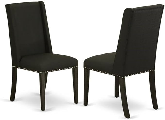 East West Furniture X677FL624-6 6 Piece Dining Set Contains a Rectangle Dining Room Table with X-Legs and 4 Black Linen Fabric Parson Chairs with a Bench, 40x72 Inch, Multi-Color
