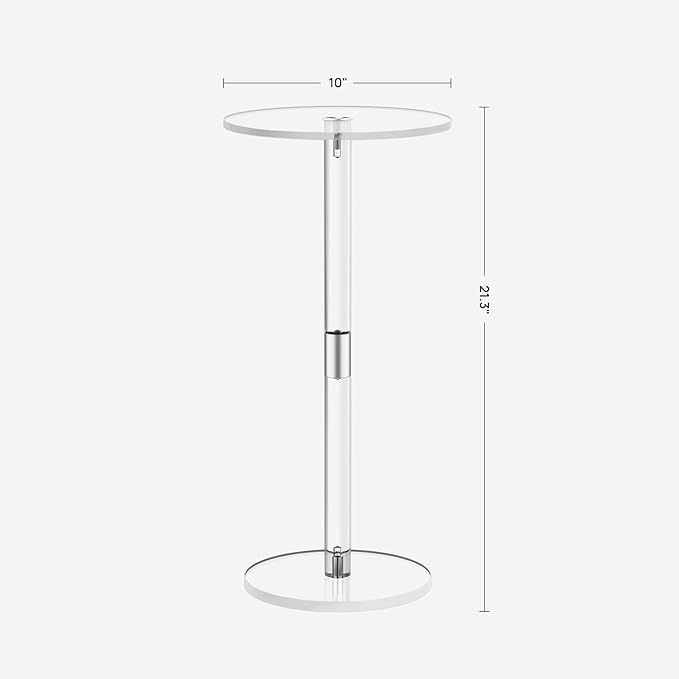 Acrylic Side Table, Acrylic Small Table, Minimalist Side Table for Living Room, Bedroom, Bathroom, Hallway, Balcony