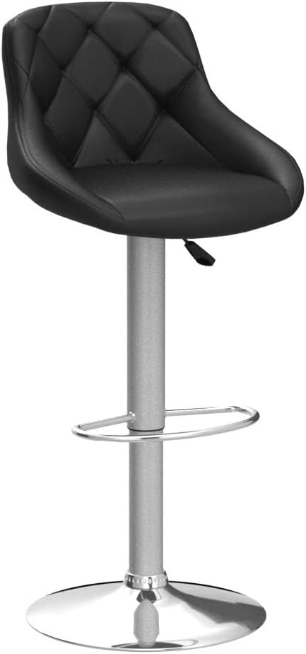 FDW Bar Stools Set of 2 Bar Stools Swivel Stool Height Adjustable Bar Chairs with Back PU Leather Swivel Bar Stool Kitchen Counter Stools Dining Chairs (Black)
