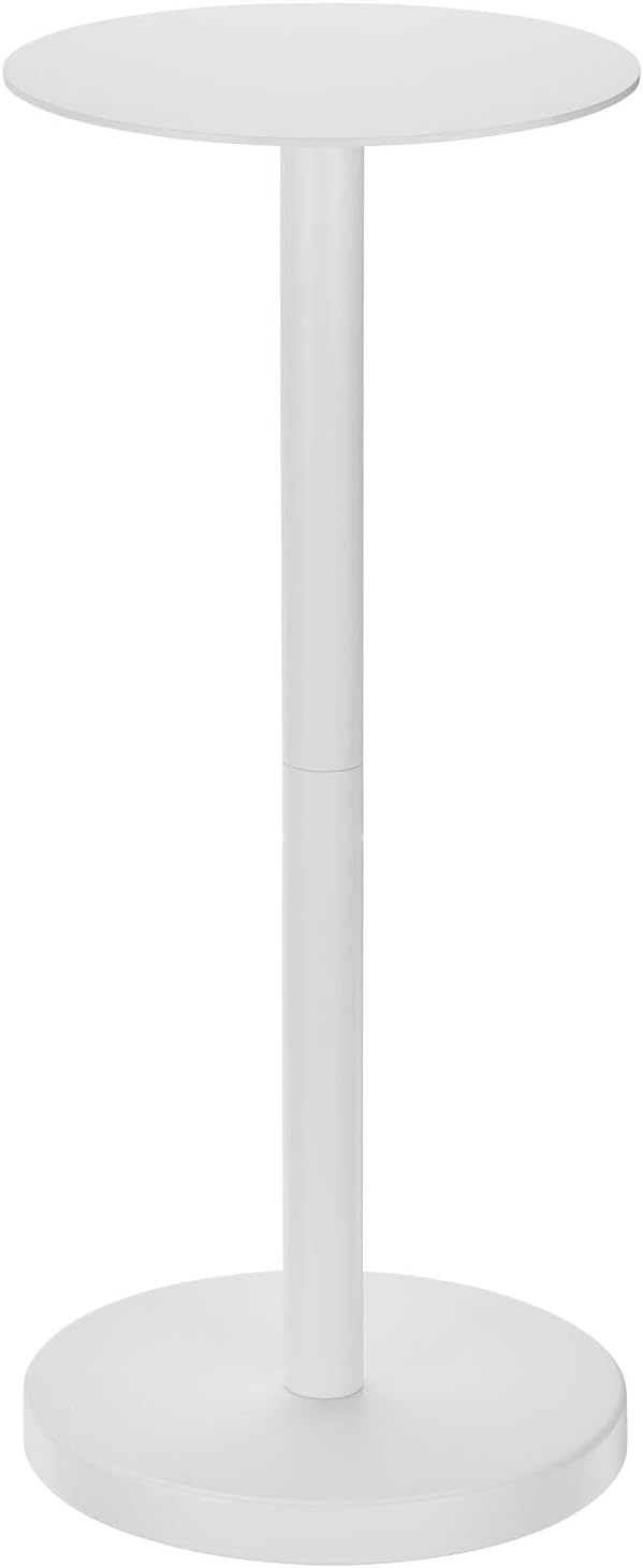 mDesign Glass Top Side/End Drink Table - Tall Modern Round Accent Metal Nightstand Furniture for Living Room, Dorm, Home Office, and Bedroom - 9" Round - Matte White