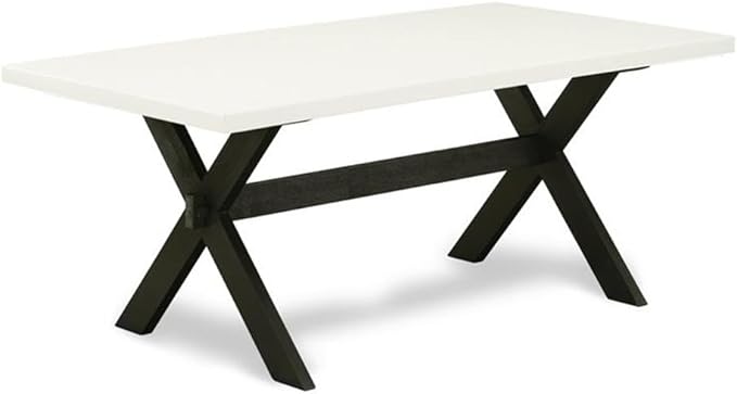 East West Furniture X627DR124-7 7 Piece Dining Room Furniture Set Consist of a Rectangle Dining Table with X-Legs and 6 Black Color Linen Fabric Upholstered Chairs, 40x72 Inch, Multi-Color