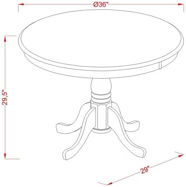East West Furniture ANAB3-LWH-64 3 Piece Modern Dining Table Set Contains a Round Kitchen Table with Pedestal and 2 White Faux Leather Upholstered Chairs, 36x36 Inch, Linen White