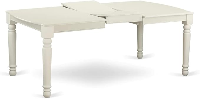 East West Furniture DOT-LWH-T Dover Modern Kitchen Table - a Rectangle Dining Table Top with Butterfly Leaf & Stylish Legs, 42x78 Inch, Linen White