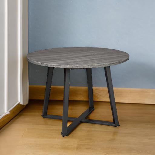 Signature Design by Ashley Centiar Mid Century Round Dining Room Table with Metal Legs, Gray & Black