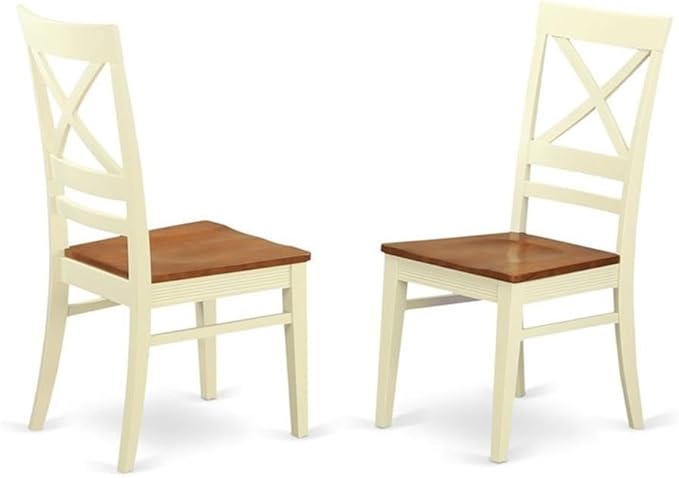 East West Furniture NIQU7-WHI-W 7 Piece Dining Table Set Consist of a Rectangle Dining Room Table with Butterfly Leaf and 6 Wooden Seat Chairs, 36x66 Inch, Buttermilk & Cherry