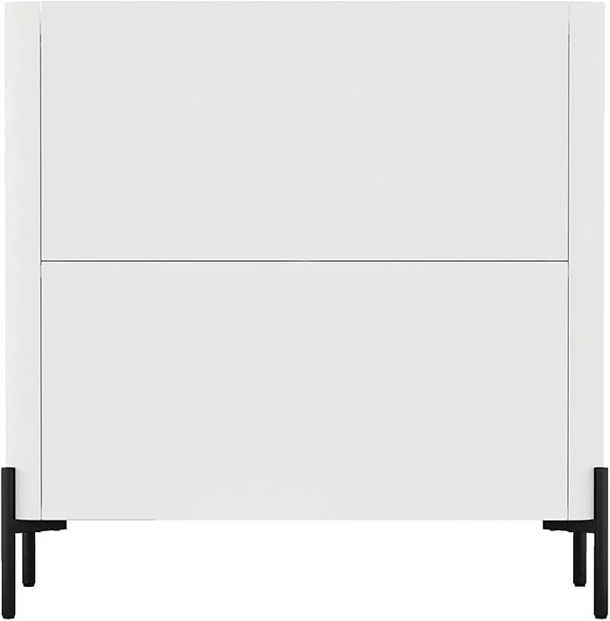 Manhattan Comfort Abbey Accent Cabinet with Doors, Tray Top Design and Adjustable Shelves, Sleek Modern Storage Furniture for Dining Area, Living Room, Bedroom, Entryway, White