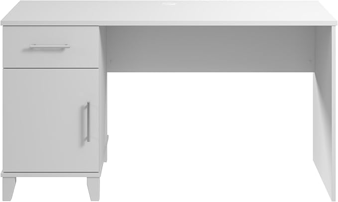 Bush Furniture Somerset 54W Office Desk with Drawer and Storage Cabinet in White | Computer Table for Home Workstation for Workspace
