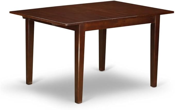 East West Furniture NOML5C-MAH-LC 5 Piece Dining Table Set Includes a Rectangle Dining Room Table with Butterfly Leaf and 2 Faux Leather Upholstered Chairs with 2 Benches, 32x54 Inch, Mahogany