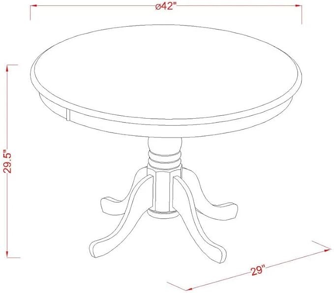 East West Furniture HBIP5-LWH-C 5 Piece Dining Set Includes a Round Dining Table with Pedestal and 4 Linen Fabric Kitchen Room Chairs, 42x42 Inch, Linen White
