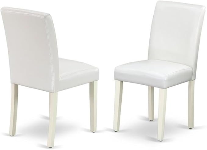 East West Furniture X097AB264-9 9 Piece Dining Table Set Includes a Rectangle Kitchen Table with X-Legs and 8 White Faux Leather Parson Dining Room Chairs, 40x72 Inch, Multi-Color