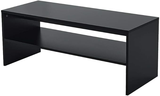 Panana 2-Tier Coffee Table Simple Couch Sofa Side End Table Tea Accent Table for Living Room Office, 39.4" x 15.7" x 15.7" (Black)