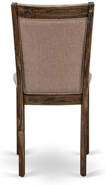 East West Furniture X777MZ716-6 6 Piece Dining Table Set Contains a Rectangle Dining Room Table with X-Legs and 4 Dark Khaki Linen Fabric Parson Chairs with a Bench, 40x72 Inch, Multi-Color