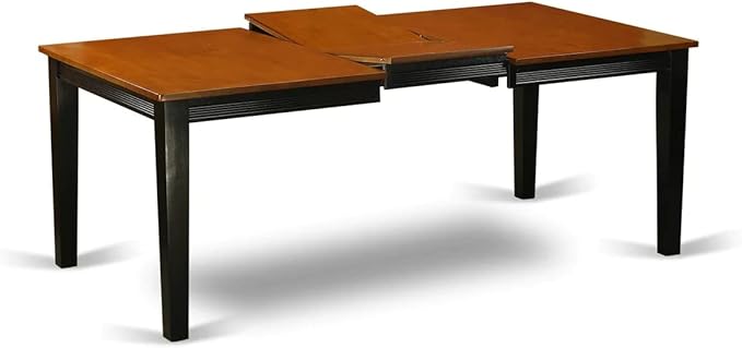 East West Furniture QUDA9-BCH-W 9 Piece Modern Dining Table Set Includes a Rectangle Wooden Table with Butterfly Leaf and 8 Dining Room Chairs, 40x78 Inch, Black & Cherry