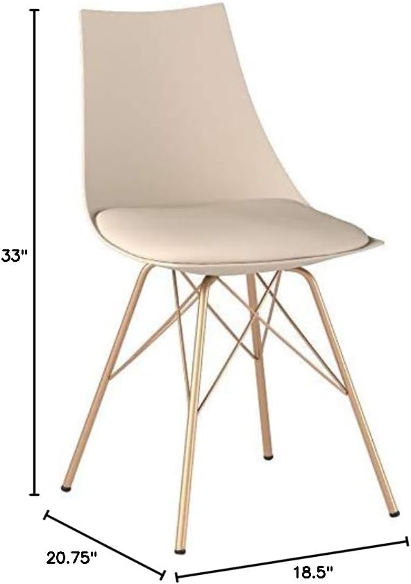 OSP Home Furnishings Oakley Mid-Century Modern Bucket Chair,Faux Leather, Cream