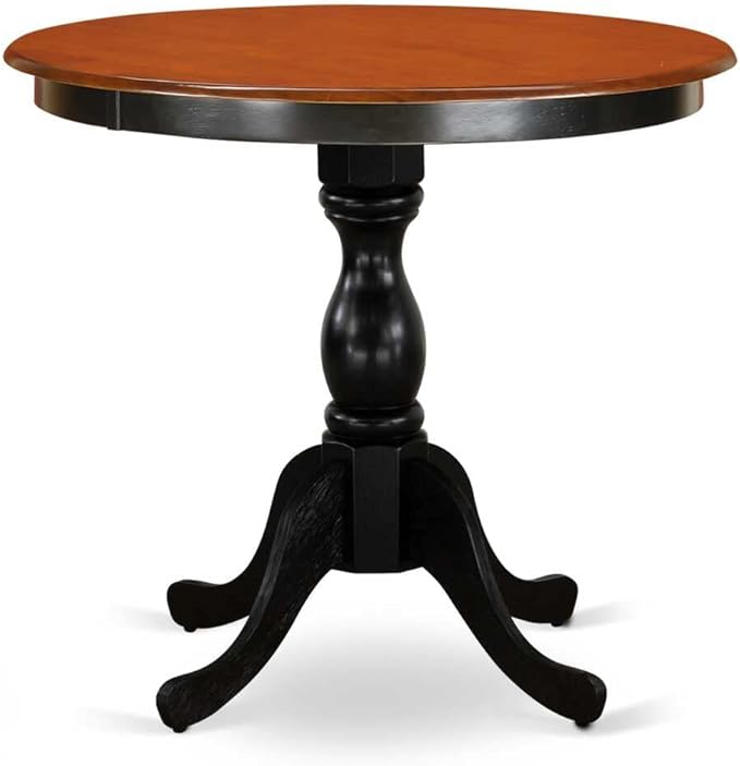 East West Furniture ESDL3-BCH-W 3 Piece Dinette Set for Small Spaces Contains a Round Dining Table with Pedestal and 2 Dining Chairs, 30x30 Inch, Black & Cherry
